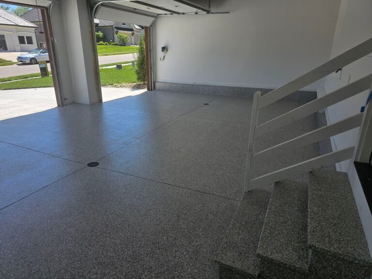 garage floor with concrete coating applied